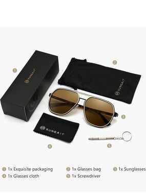 SUNGAIT Unisex Polygon Aviator Sunglasses, Trendy With UV Protection New
